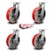 Service Caster 12 Inch Heavy Duty Red Poly on Cast Iron Wheel Swivel Caster Set with 2 Brakes SCC-KP92S1230-PUR-RS-2-SLB-2 - alternate 1
